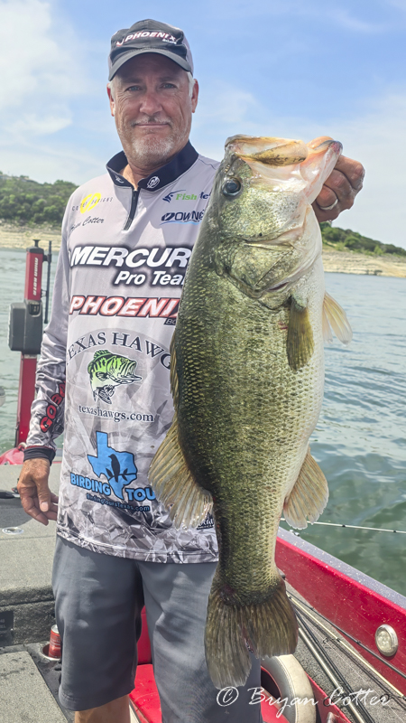 Bryan Cotter, your Texas Hawgs guide, with a big Lake Travis largemouth bass