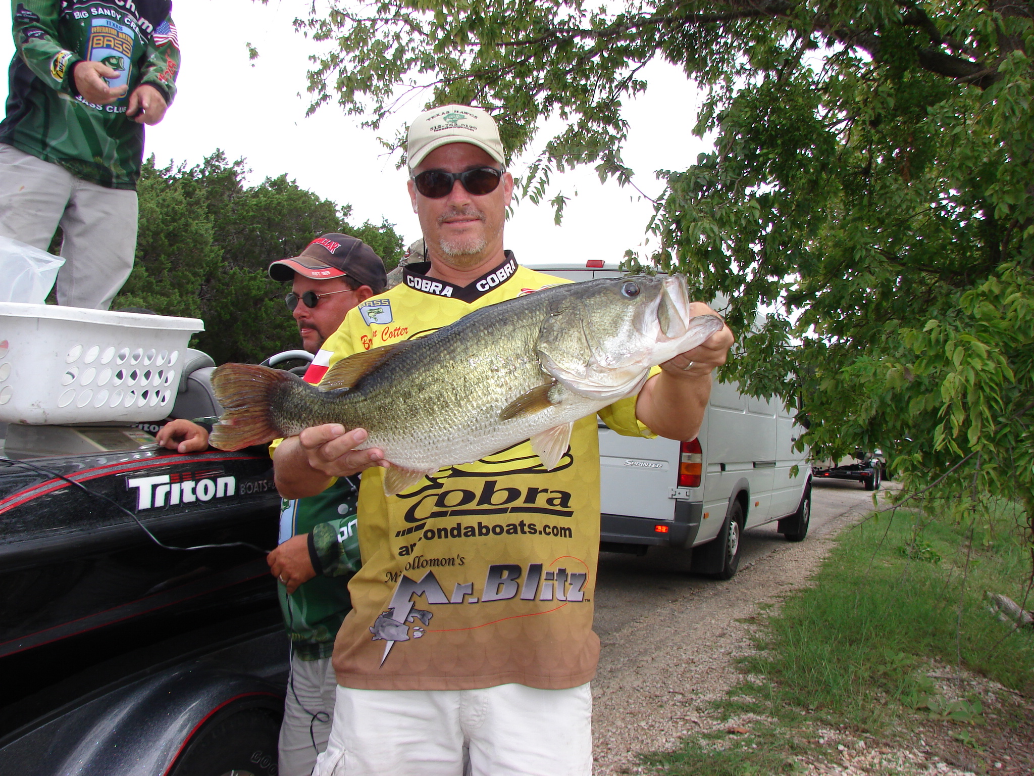 Big bass held up at the Lake Georgetown club tournament weigh-in