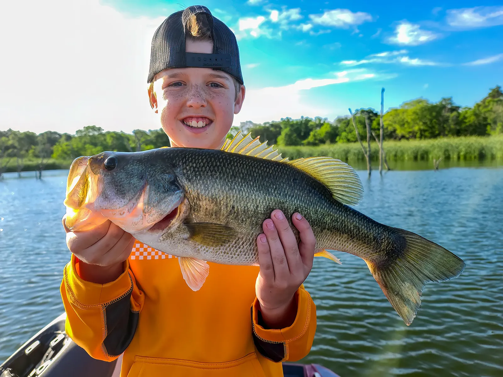 A first bass caught on a guided Texas Hawgs trip