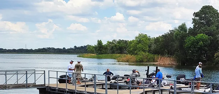 Lake Bastrop bass fishing with Texas Hawgs