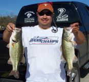 Bass caught on Lake Buchanan with Texas Hawgs